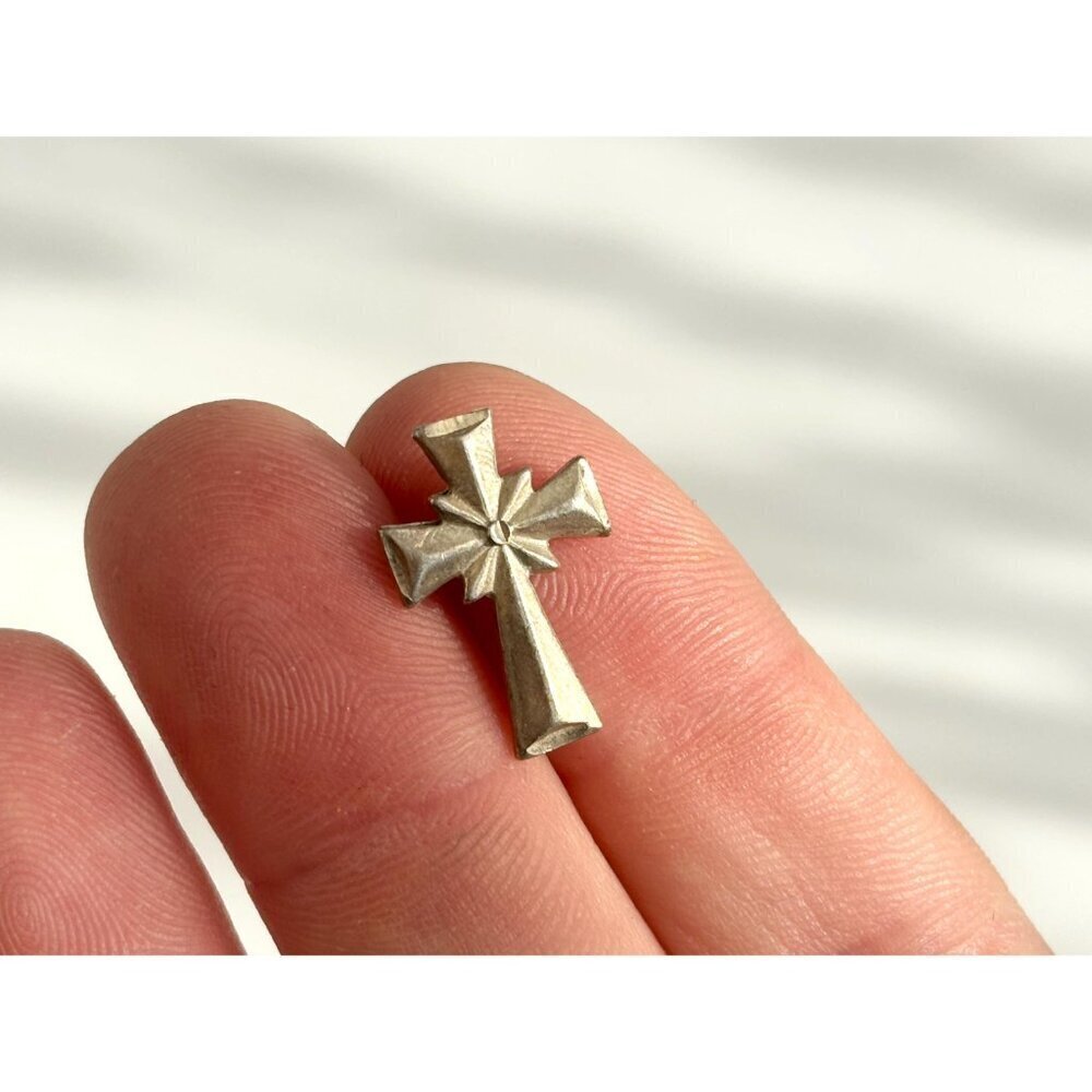 Brutalist Style Cross Sterling Silver 925 Vintage Statement Pendant | Charm - Picture 11 of 12